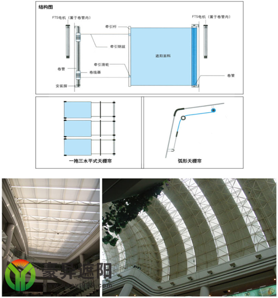 玻璃顶遮阳帘,中庭遮阳系统,上海电动天棚帘厂家,豪异遮阳,4000-121-696