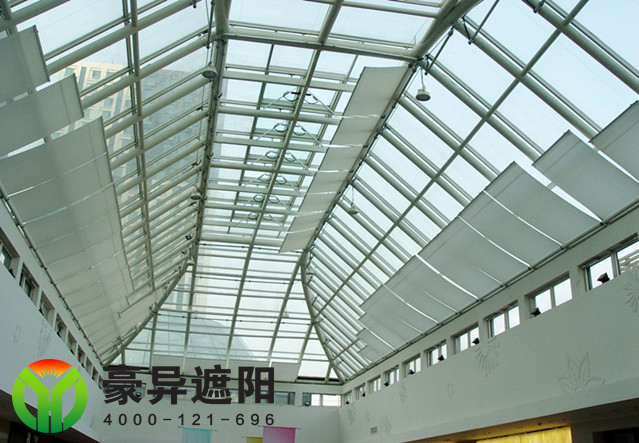 商场玻璃顶电动遮阳帘,豪异上海电动天棚帘厂家,4000-121-696