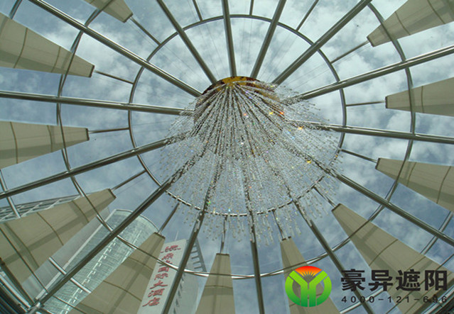 酒店中庭电动遮阳帘,豪异上海电动天棚帘,4000-121-696
