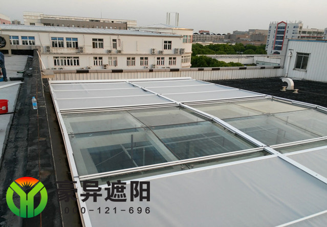 玻璃顶户外电动天棚帘,户外电动天幕,豪异上海天棚帘厂家,4000-121-696