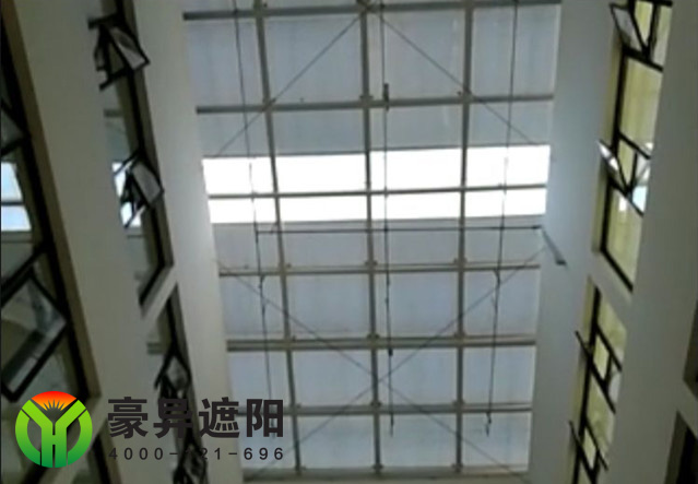 户外电动天棚帘,玻璃顶外装电动遮阳帘,豪异上海天棚帘厂家,4000-121-696