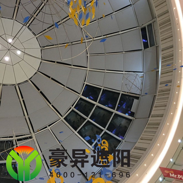 玻璃圆顶天棚遮阳帘,豪异上海天棚帘定制厂家,4000-121-696