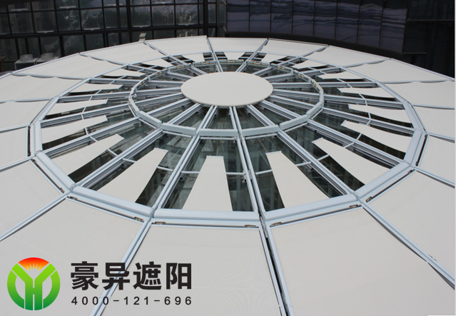 圆形玻璃顶电动遮阳帘,豪异户外电动天幕,4000-121-696