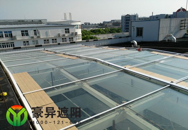 钢构玻璃房顶电动遮阳帘,豪异遮阳,4000-121-696